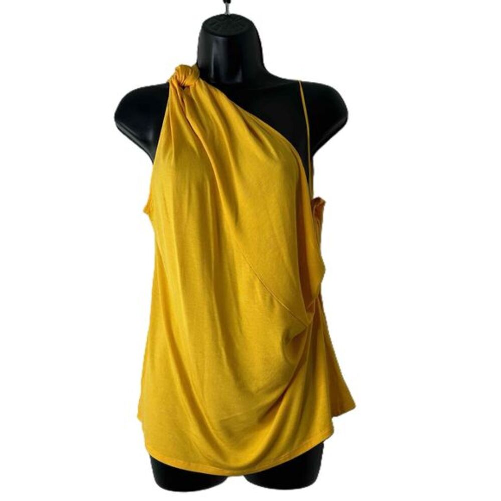 a new day Top Womens Size XXL Gold Asymmetric One Shoulder Sleeveless Ruched